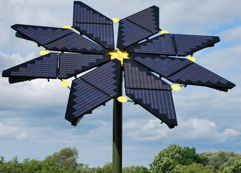 Photovoltaic art. A PV sunflower was design for an exhibition in